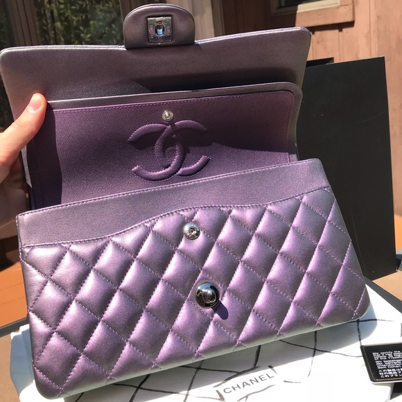 ❌SOLD❌ Chanel Metallic Purple Iridescent Flap - Picture 7 of 8